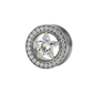 Plug tunnel en acier chirurgical diamètre 14 mm avec étoile en zircon blanc, contour pavé de zircons et fermeture à vis.