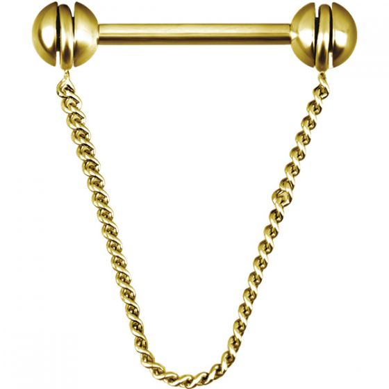 Piercing téton avec chaine plaqué or