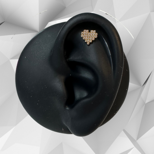 Piercing cœur brillants en titane ASTM F-136 Doré