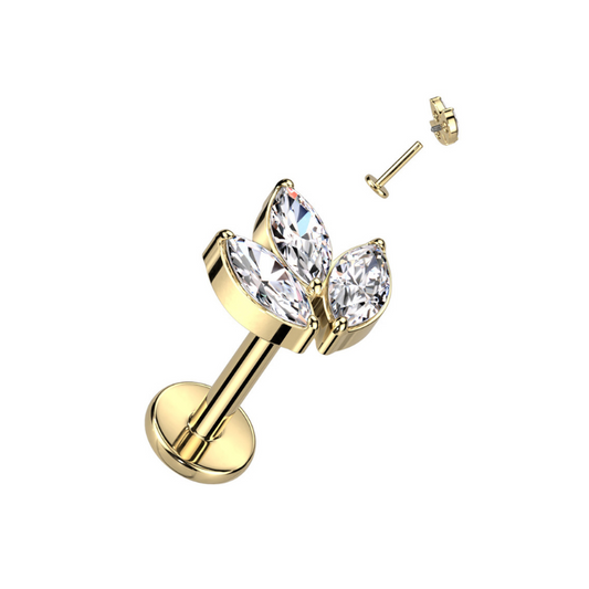 Piercing fleur doré pour l'oreille