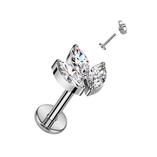 Piercing fleur de lotus brillants blanc