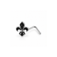 Piercing de nez fleur de lys argenté et noir en acier chirurgical avec barre pliée