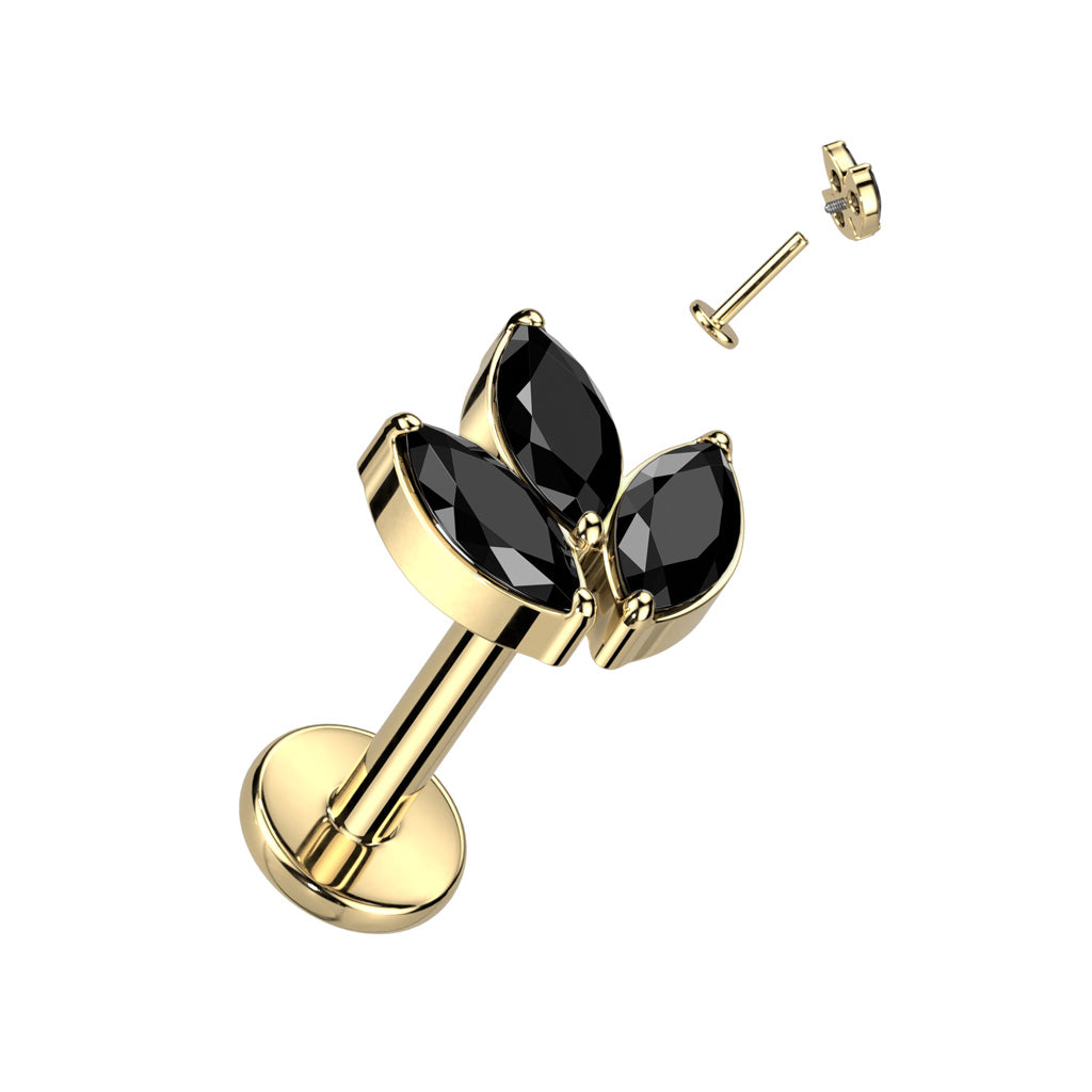 Piercing noir et or pour hélix