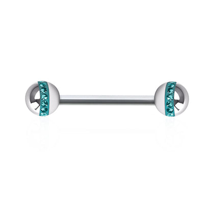 Piercing téton acier et cristal de Swarovski 1,2mm