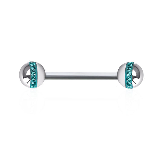 Piercing téton acier et cristal de Swarovski 1,2mm