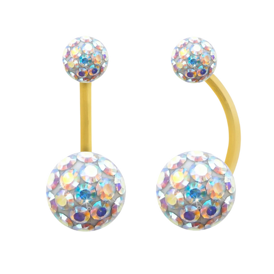 Piercing pour le nombril en cristal de swarovski avec barre en Pvd Gold