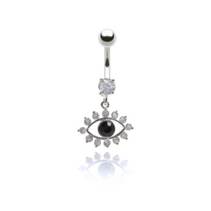 Piercing nombril pendentif oeil et zirconium