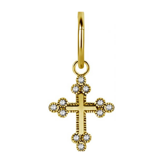 CHARMS CROIX DOREE SUR ANNEAU CLICKER