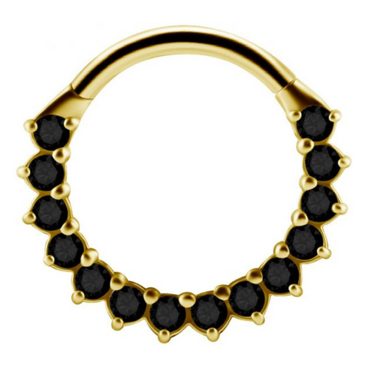 Anneau clicker avec zircon noir pour l'oreille