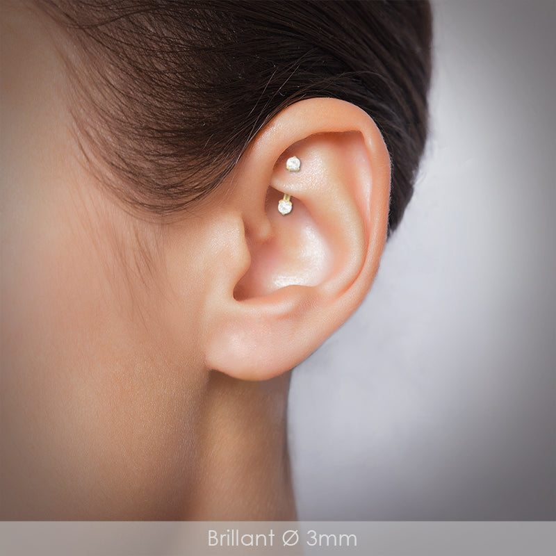 Piercing barre courbe (arcade, rook, daith) or jaune
