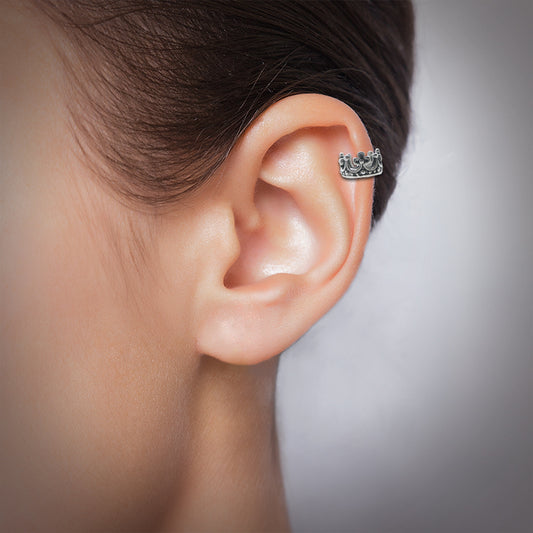 Piercing bague d'oreille en argent motif couronne