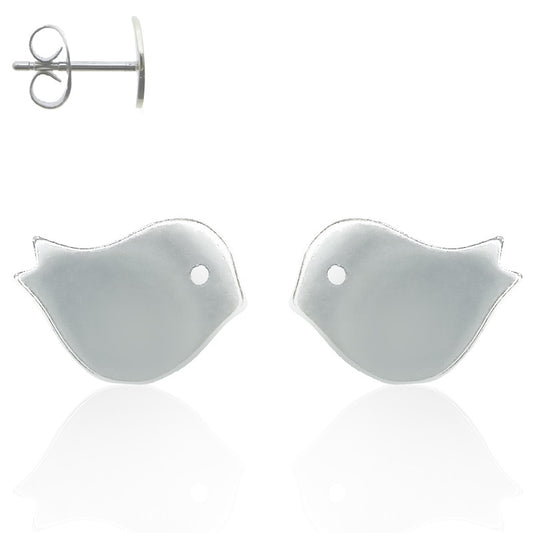 Boucle d'oreille oiseau en acier chirurgical