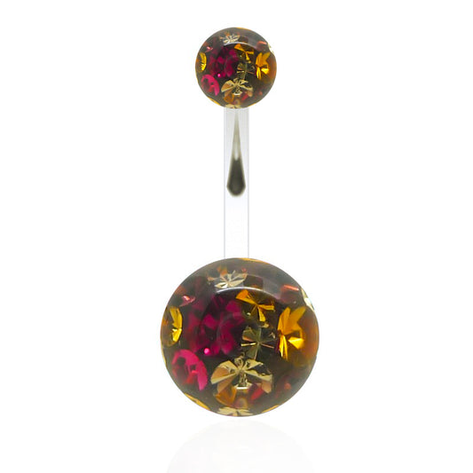 Piercing nombril cristal de swarovski multicolore (grand modèle)