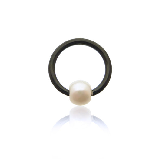 Piercing anneau acier chirurgical noir avec perle
