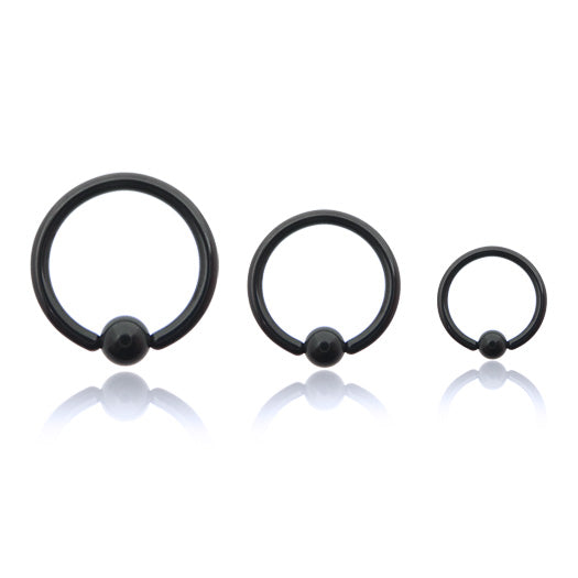Piercing anneau acier chirurgical noir boule clipable