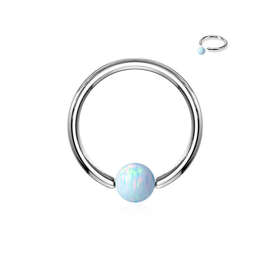 Piercing anneau avec boule opale
