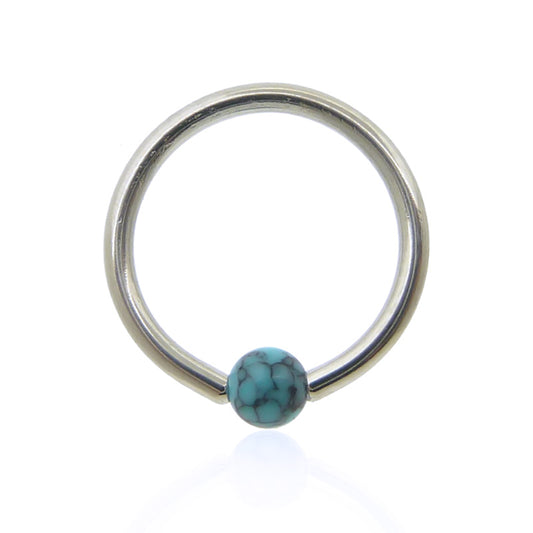 Piercing anneau avec boule turquoise