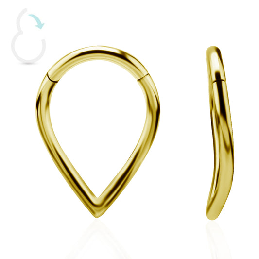 Piercing : clicker plaqué or en forme de goutte