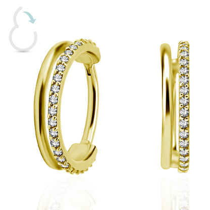 Anneau conch : plaqué or et cristal de Swarovski