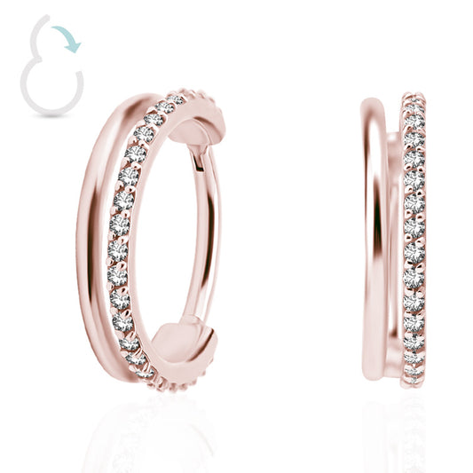 Piercing anneau conch : plaqué or rose et cristal de Swarovski