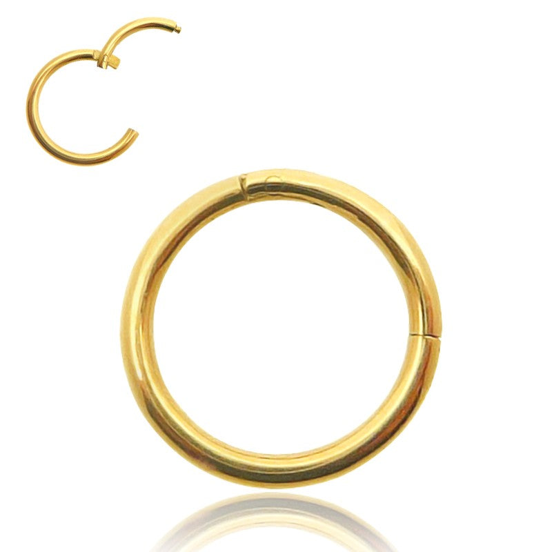 Piercing téton anneau clicker or jaune