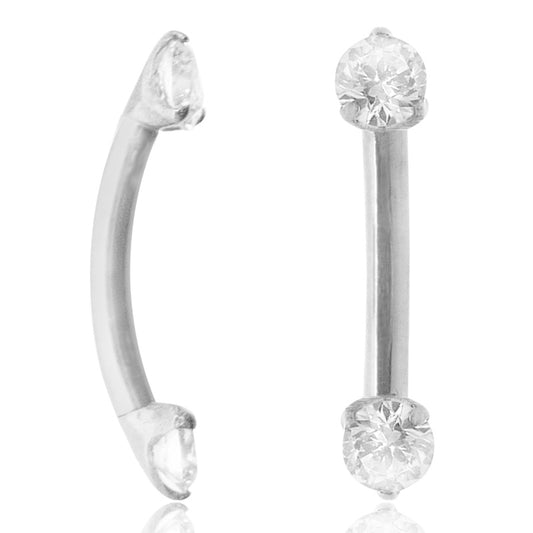 Piercing barre courbe (arcade, rook, daith) or blanc