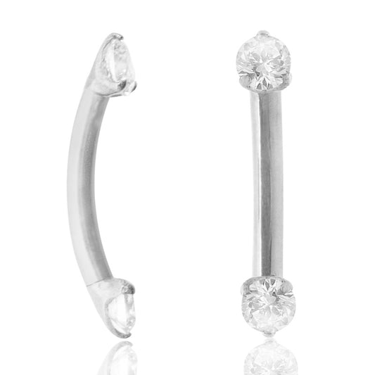 Piercing barre courbe (arcade, rook, daith) or blanc