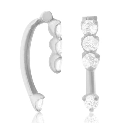 Piercing arcade or blanc avec quatre brillants