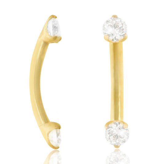Piercing courbe or jaune et diamant 0,03 carats : arcade et oreille