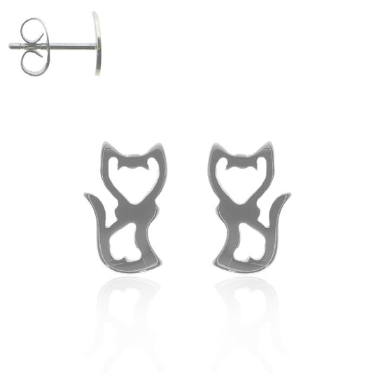 Boucle d'oreille chat en acier chirurgical