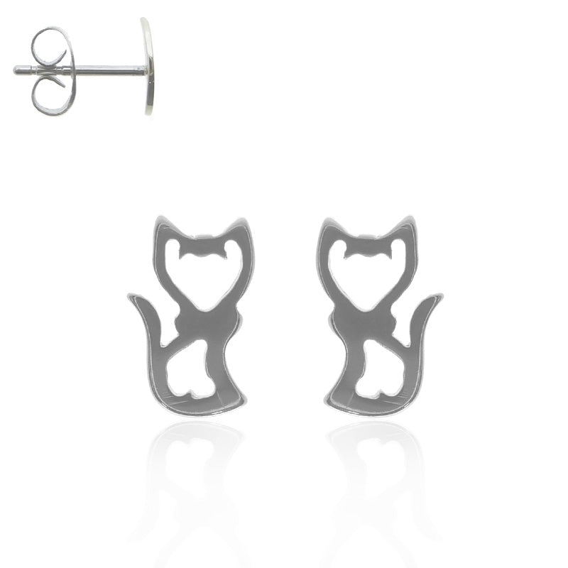 Boucle d'oreille en acier motif chat – C-Bo piercings