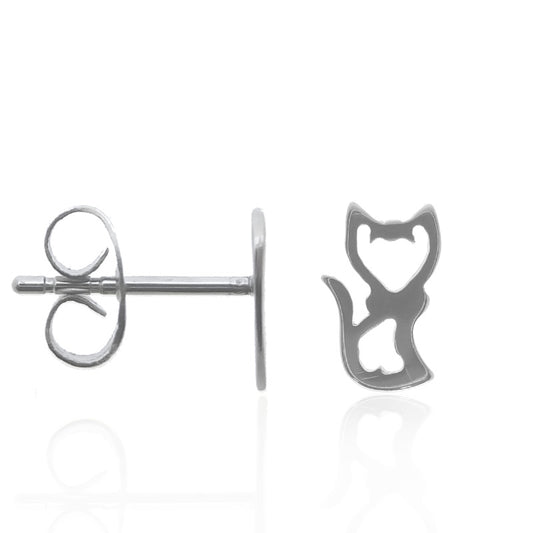 Boucle d'oreille chat en acier chirurgical