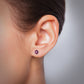 Boucle d'oreille fleur en acier et zircons bicolores