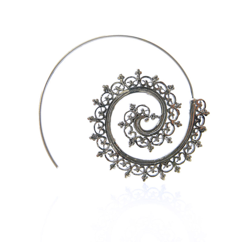 Faux Écarteur Bois Boucle Oreille Piercing Ethnique - Spirale Créole Wooden Fake Gauge