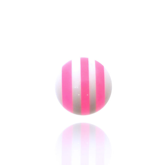 Piercing boule blanche rayures roses