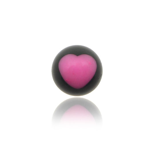 Piercing boule en acrylique noir avec coeur rose