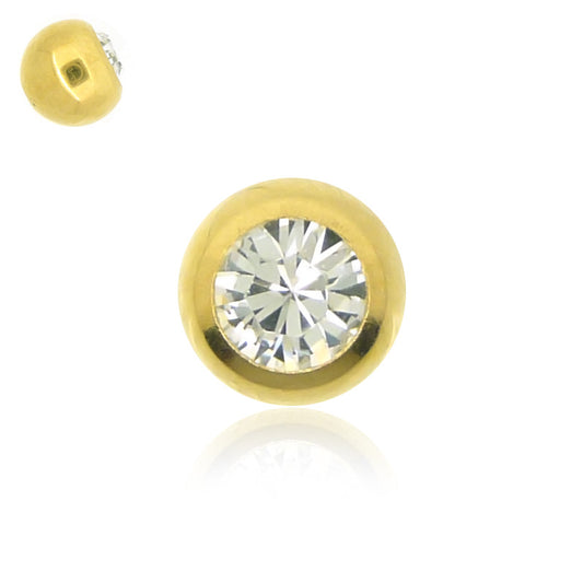 Boule piercing plaqué or avec oxyde de zirconium