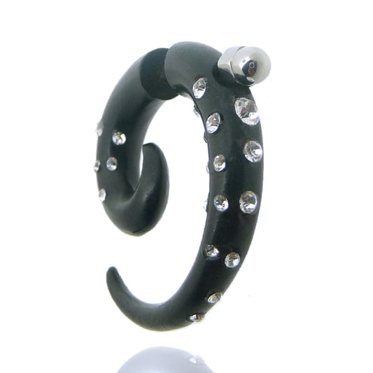 Piercing faux ecarteur bois avec oxydes de zirconium