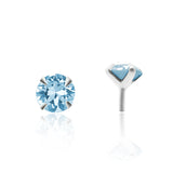 Piercing à clipser en argent avec strass bleu clair