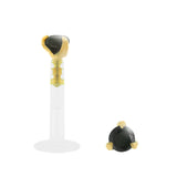 Piercing labret or zircon noir en or jaune