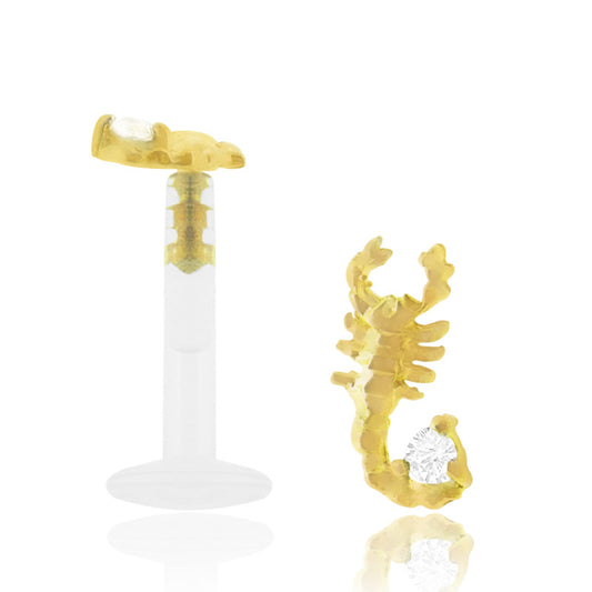 Piercing labret scorpion en or jaune