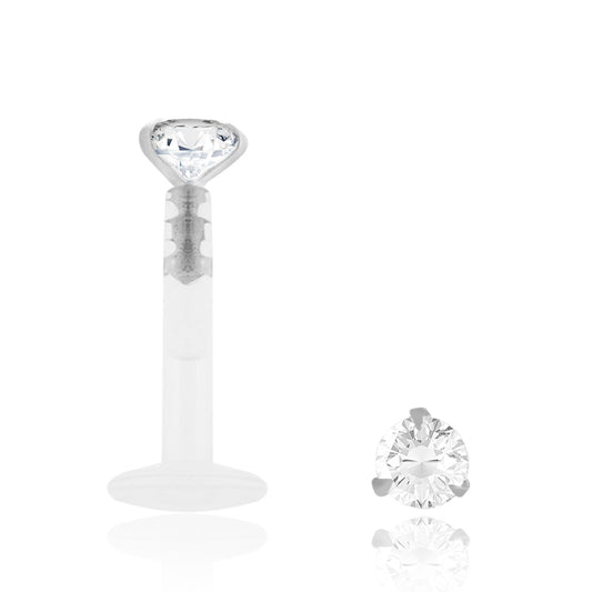 Piercing labret or blanc diamant 0,014 carats