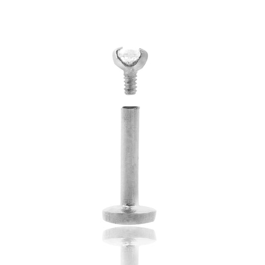 Piercing labret en or blanc avec diamant 0,03 carats