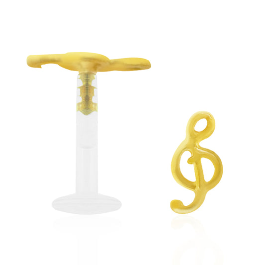 Piercing clip clé de sol or jaune