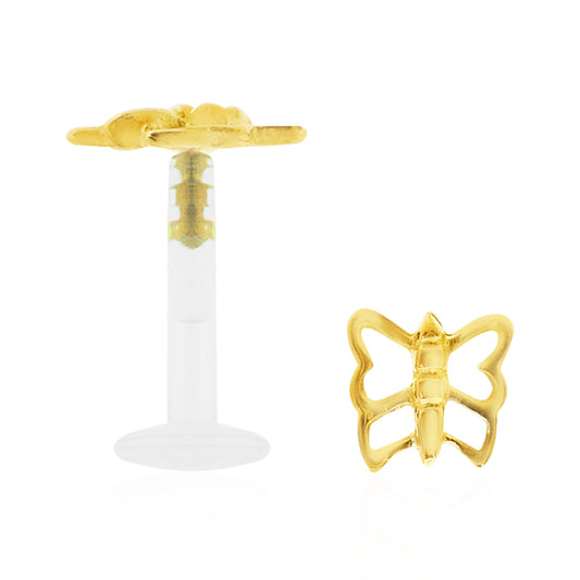 Piercing clip papillon ajouré or jaune
