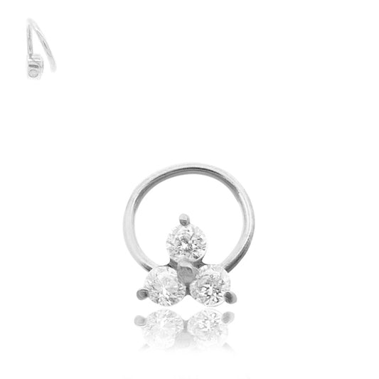 Piercing bcr micro or blanc : anneau avec trèfle et brillant