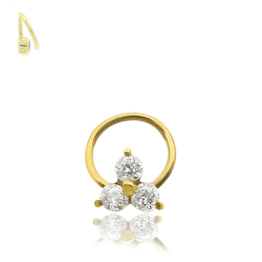 Piercing bcr micro or jaune : anneau avec trèfle et brillant