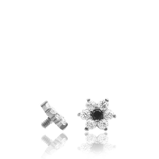 Piercing microdermal fleur en or blanc