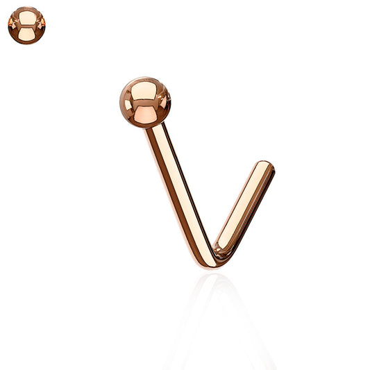 Piercing de nez en acier couleur or rose (barre pliée)