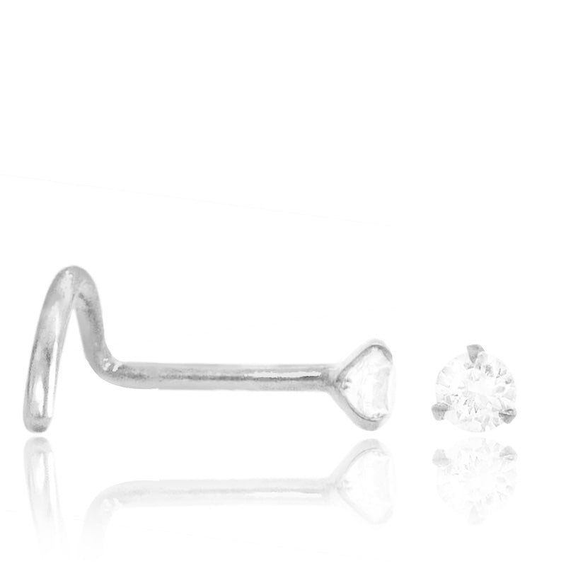 Piercing nez or blanc avec diamant 0,03 carats